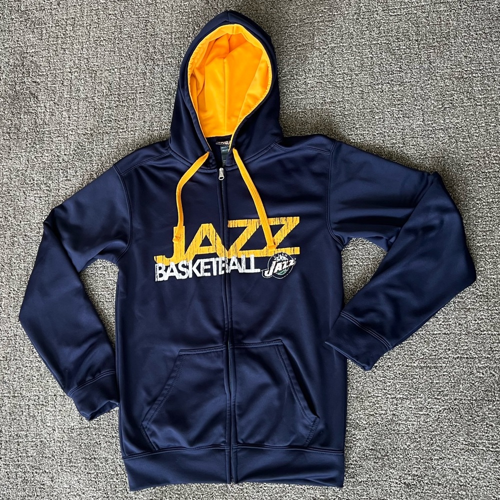 NBA Utah Jazz Basketball Navy Blue Zip Up Hoodie Men's Size 34/36